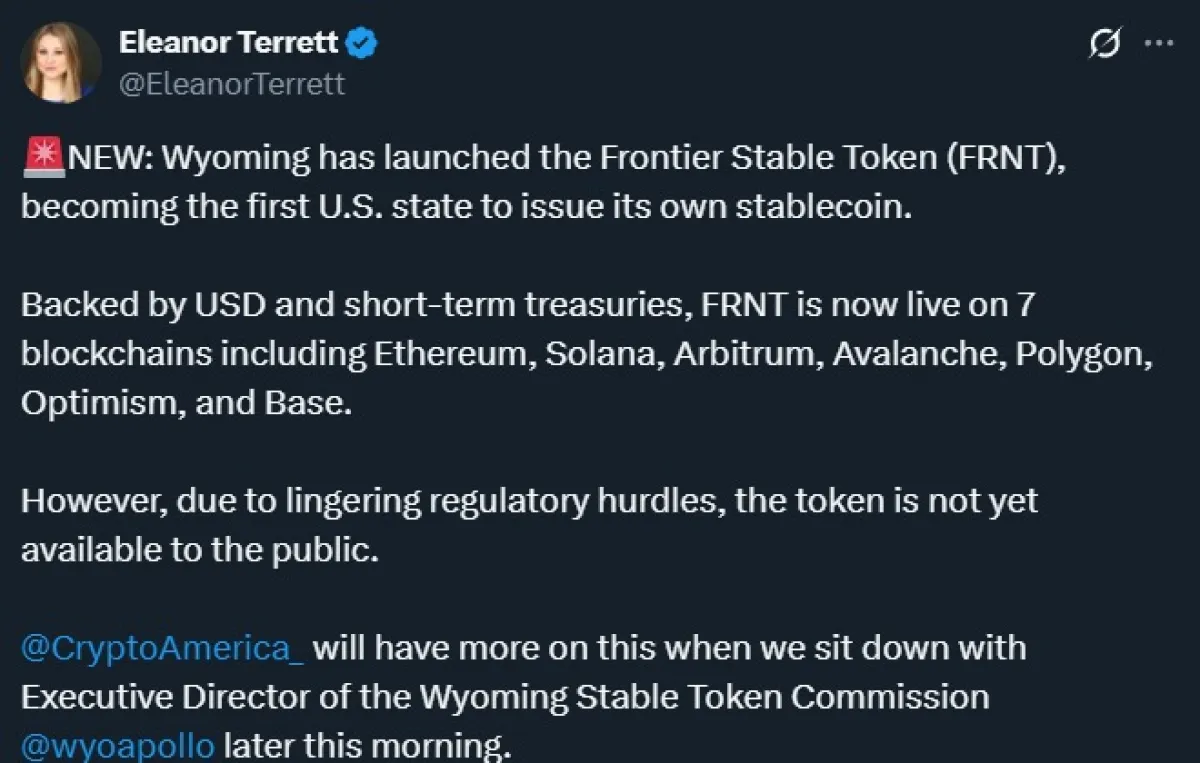 Wyoming Frontier Stable Token (FRNT)